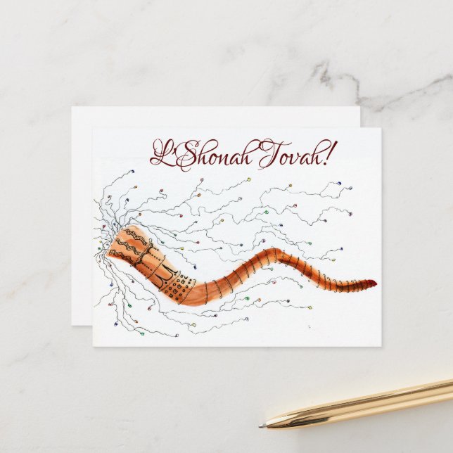 Blowing the Shofar Visually Postcard (Front/Back In Situ)