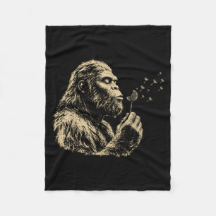 Blowing Wishes Funny Bigfoot Blowing Dandelion Fleece Blanket