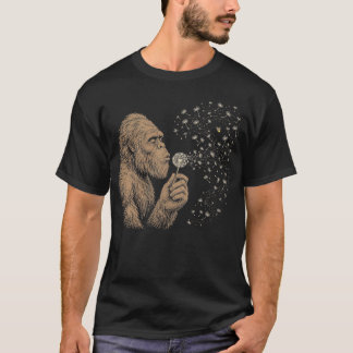 Blowing Wishes Funny Bigfoot Blowing Dandelion  T-Shirt
