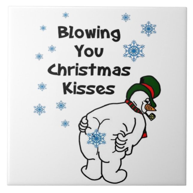 Blowing You Christmas Kisses  Ceramic Tile (Front)