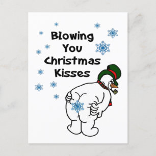 Blowing You Christmas Kisses Holiday Postcard