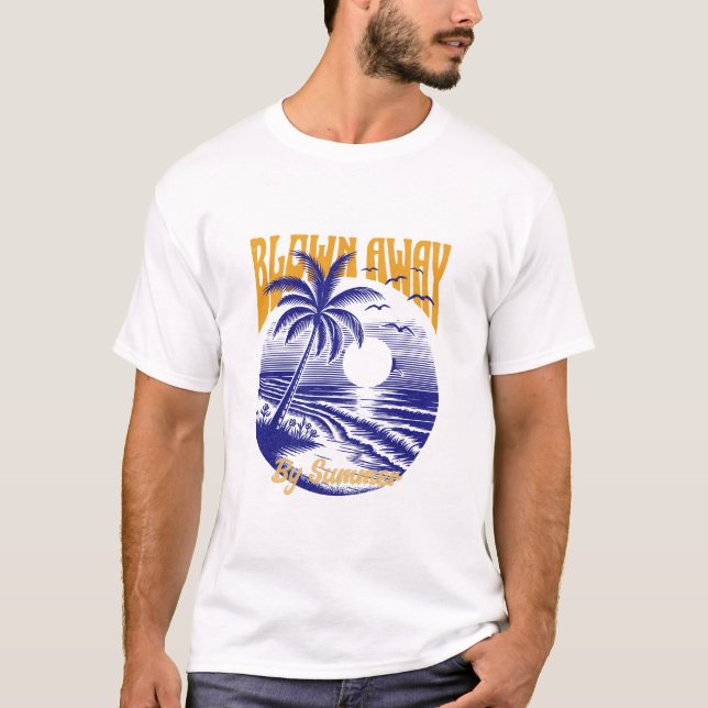 Blown Away by Summer – Retro Beach Vibes Tee (Front)