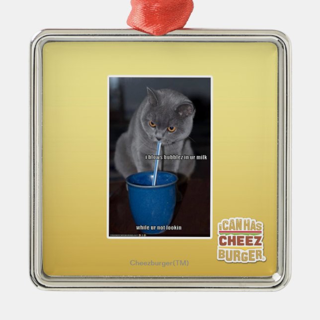 Blows Bubbles in ur milk Metal Ornament (Front)