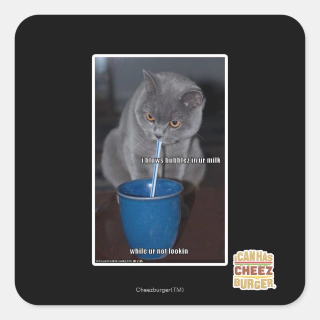 Blows Bubbles in ur milk Square Sticker (Front)