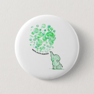 Blows Up Green Balloons Mental Health Awareness 6 Cm Round Badge