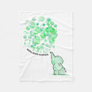 Blows Up Green Balloons Mental Health Awareness Fleece Blanket