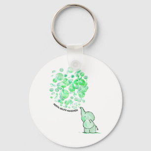 Blows Up Green Balloons Mental Health Awareness  Key Ring
