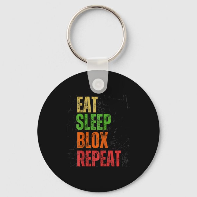 Blox Gaming Tee, Eat Sleep Blox Repeat, Kids Gamin Key Ring (Front)
