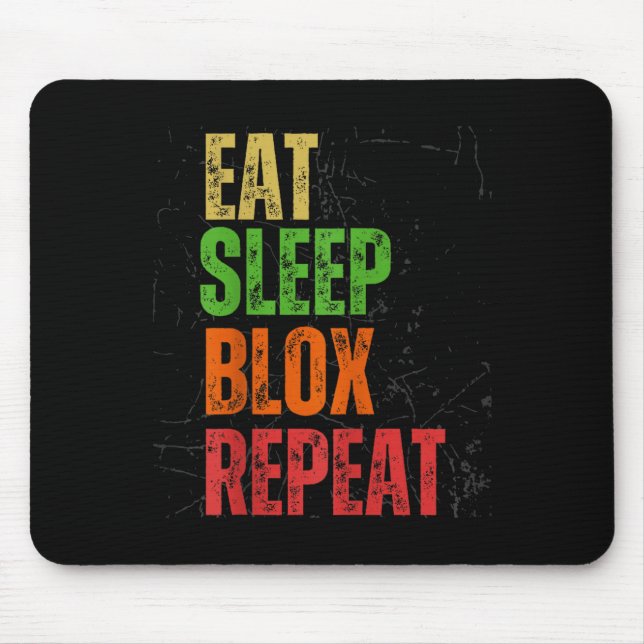 Blox Gaming Tee, Eat Sleep Blox Repeat, Kids Gamin Mouse Pad (Front)