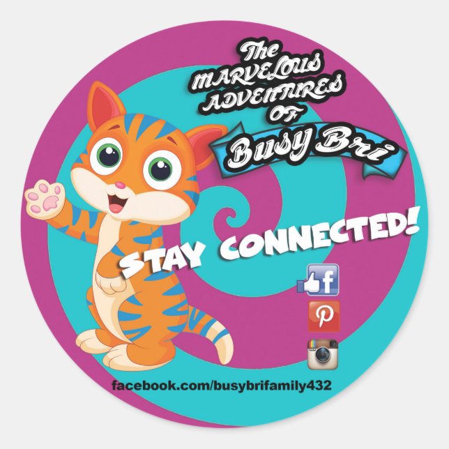 Blu The Cat Round Sticker (Front)