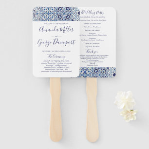 Blu Tiles wedding program fan