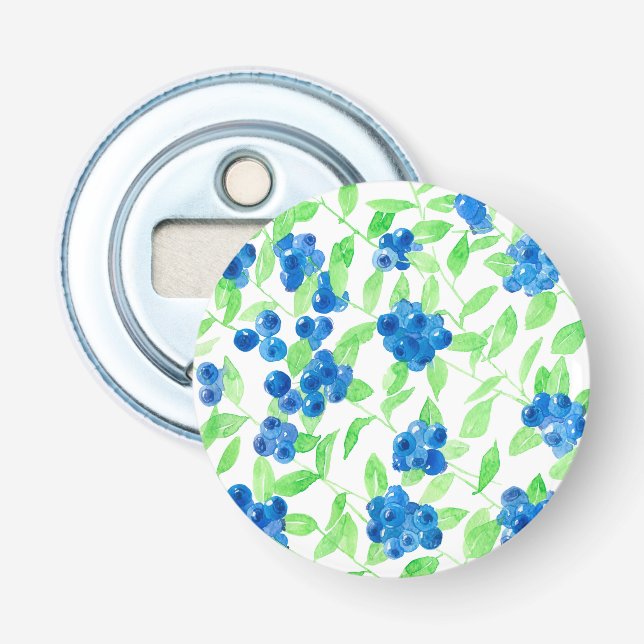 Bluberries watercolor pattern bottle opener (Front)