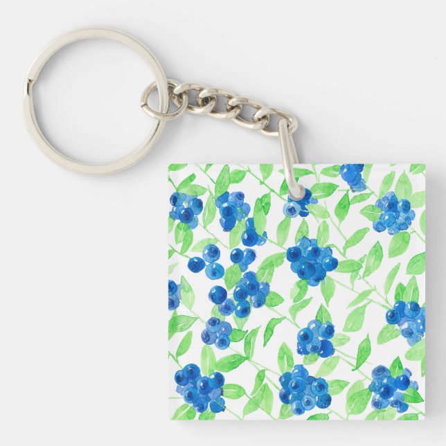 Bluberries watercolor pattern key ring (Front)