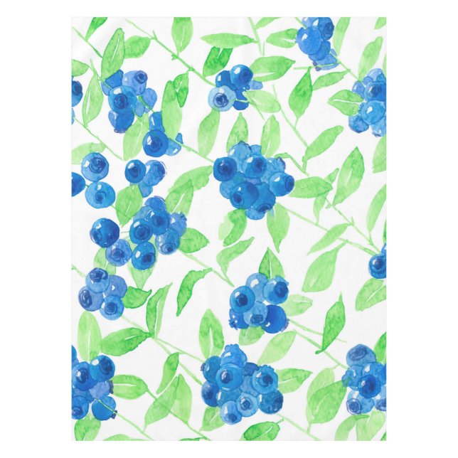 Bluberries watercolor pattern tablecloth (Front)