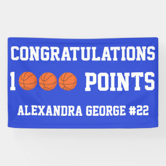 Blue 1000 Basketball Career Points Scorer Player Banner