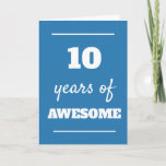 Blue 10th Birthday Card<br><div class="desc">Modern blue 10 years of awesome card,  which you can easily personalise the inside card message if wanted. A fun 10th birthday card for son,  grandson,  etc.</div>