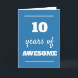 Blue 10th Birthday Card<br><div class="desc">Modern blue 10 years of awesome card, which you can easily personalise the inside card message if wanted. A fun 10th birthday card for son, grandson, etc.</div>