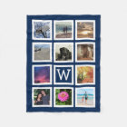 Blue 11 Photo Collage Mosaic Square Frame Monogram