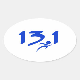 Blue 13.1 half-marathon oval sticker