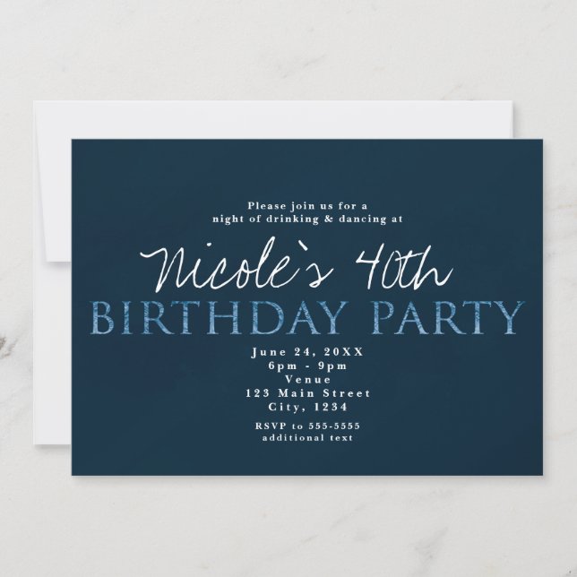 Blue 13TH 13 Birthday Party Invitation (Front)