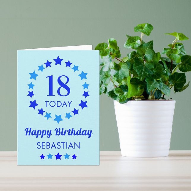Blue 18 Today or Any Age Customisable Birthday Car Card (Creator Uploaded)