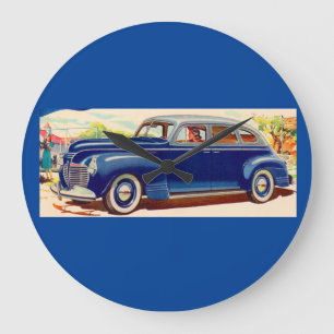 blue 1941 Plymouth Large Clock