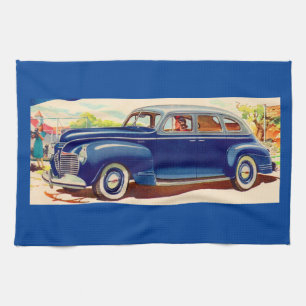 blue 1941 Plymouth Tea Towel