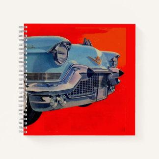 blue 1950s Cadillac hood Notebook