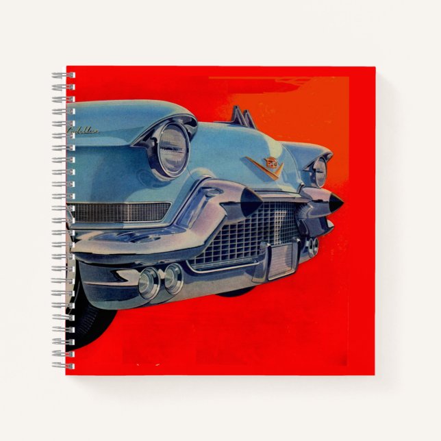 blue 1950s Cadillac hood Notebook (Front)