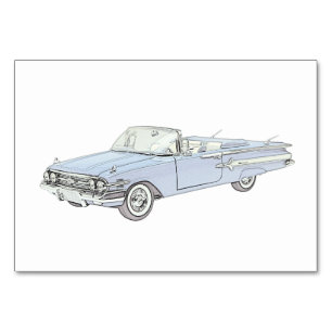 Blue 1960 Chevy Impala Convertible Illustration Table Number