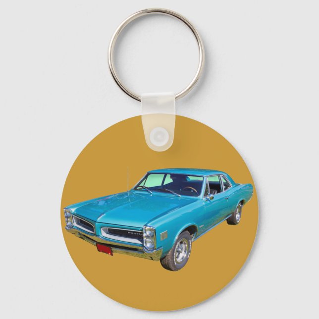 Blue 1966 Pontiac Le Mans Muscle Car Key Ring (Front)