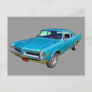 Blue 1966 Pontiac Le Mans Muscle Car Postcard