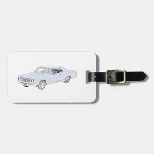 Blue 1967 Chevy Chevelle Pencil Style Drawing Luggage Tag