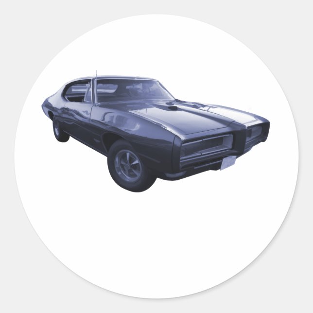 Blue 1968 Pontiac GTO Classic Round Sticker (Front)