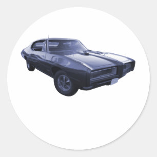 Blue 1968 Pontiac GTO Classic Round Sticker