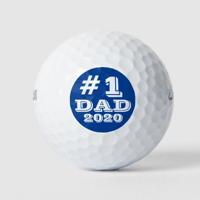Blue #1 Dad 2020 Number One Dad Custom Golf Balls (Front)