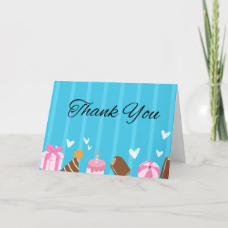 Blue 1st birthday Folded Thank You Card