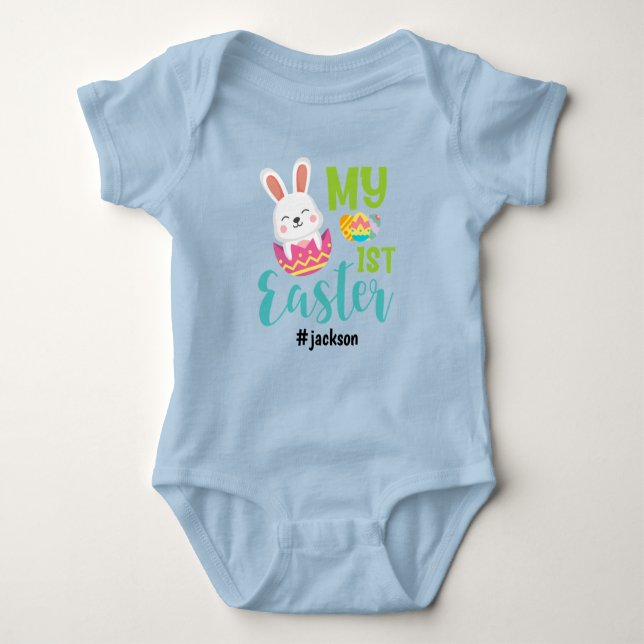 Blue 1st Easter Boy Baby Bodysuit (Front)
