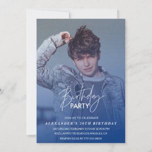 Blue 20th birthday invitation Birthday party Photo