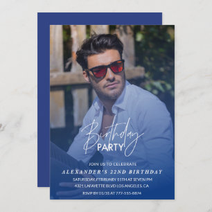 Blue 22nd birthday invitation Birthday party Photo