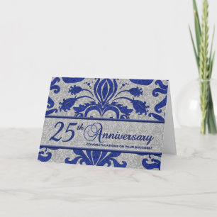 Blue 25th Anniversary Business Greeting Card