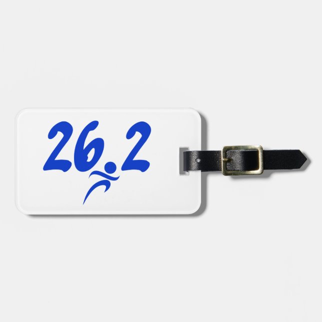 Blue 26.2 marathon luggage tag (Front Horizontal)