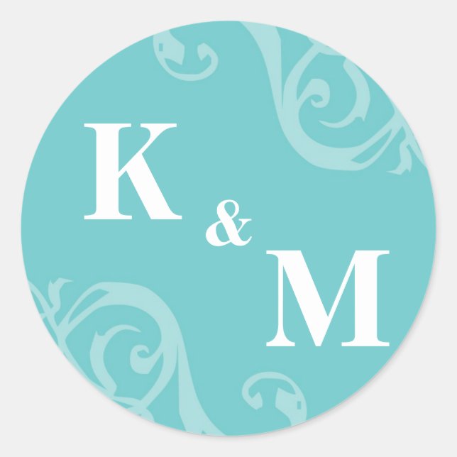 Blue 2 initial letter monogram favour tag seal (Front)
