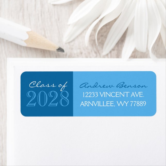 Blue 2 Toned Graduation Return Address Labels (Insitu)