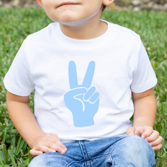 Blue 2nd Birthday Peace Out Sign Two Fingers Deuce Toddler T-Shirt (Creator Uploaded)