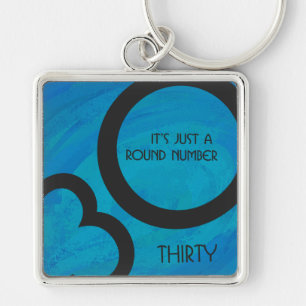 Blue 30 Decade Birthday Key Ring
