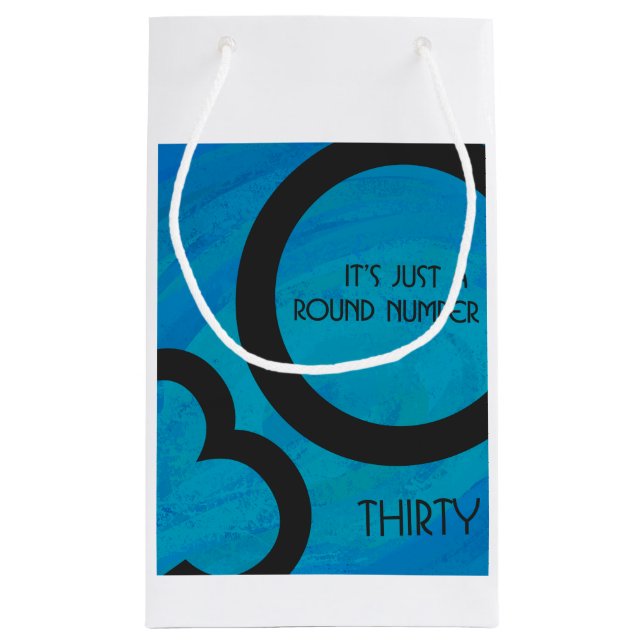 Blue 30 Decade Birthday Small Gift Bag (Back)