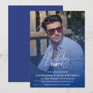 Blue 36th birthday invitation Birthday party Photo