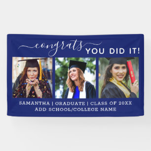 Blue 3 Photo Congrats Graduate 2026 Graduation Banner