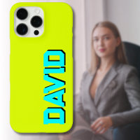 Blue 3D Black Modern Name | Funny Neon Chartreuse